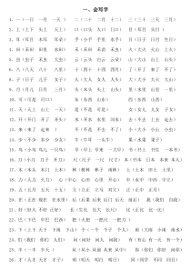 部编版一年级上册会写、会认字