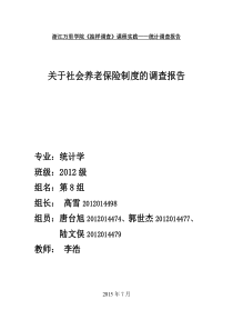 第8小组关于社会养老保险制度的调查报告