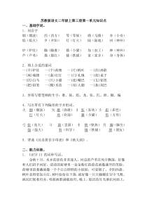 苏教版二年级语文上册知识点