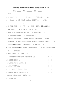 苏教版六年级数学小升初模拟试卷(共10套)