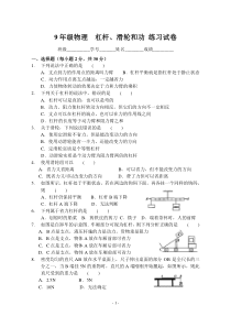 苏科版九年级物理杠杆滑轮和功练习试卷