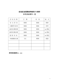 纪念反法西斯战争胜利70周年系列活动策划书