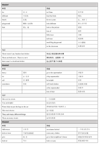 外研社英语一起点五年级上册词句短语(词中句英)