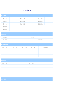空白个人表格简历模板-