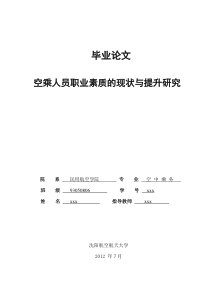 空乘专业毕业论文-空乘人员职业素质的现状与提升研究