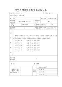 电气照明系统全负荷试运行记录