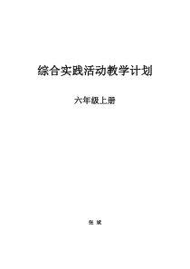 山东科学技术出版社六年级上册综合实践活动教学计划