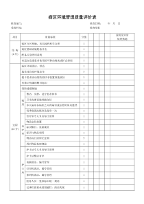 病区环境管理质量评价表