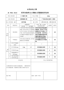 栏杆安装单元工程施工质量验收评定表