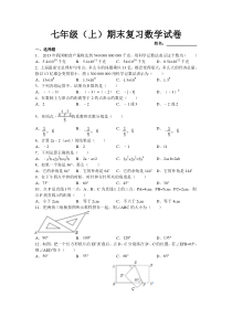 湘教版七年级上册数学期末复习题