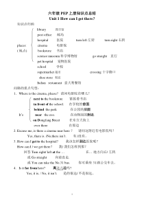 新版PEP小学英语六年级上册期末复习知识点归纳