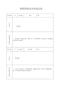 班组班前安全活动记录