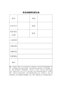 党员信教情况登记表