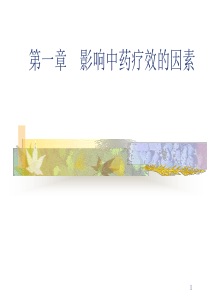 第一章影响中药疗效的因素