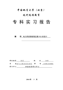 电力系统智能稳定器PSS的毕业设计