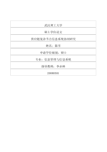 供应链复杂节点信息系统协同研究