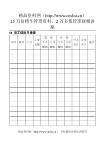 58员工保险月报表