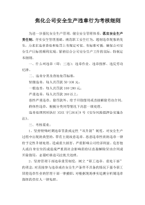 焦化公司安全生产违章行为考核细则