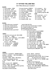 2017新人教版八年级上册英语期末复习要点汇总