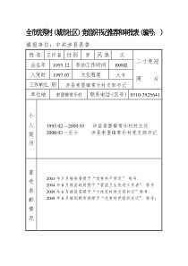 王怀喜全省优秀村(城市社区)党组织书记推荐和审批表