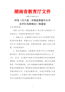 湖南省教育厅文件规范办学行为