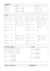 三角函数公式大全(表格分类)
