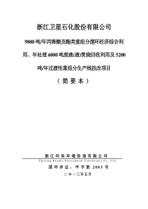 浙江卫星石化股份有限公司技改项目简本