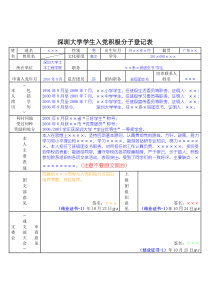 深大大学入党积极分子登记表(正式版模板-下半年)