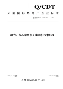 湿式球磨机A电动机技术标准