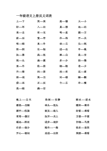 一年级语文上册反义词