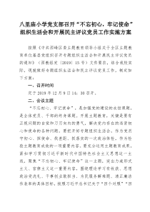 2019年度组织生活会和民主评议党员实施方案