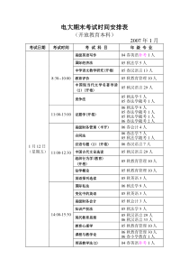 电大期末考试时间安排表