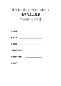 电子信息工程系09级顶岗实习手册