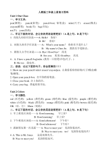 人教版小学英语三年级上册知识点归纳