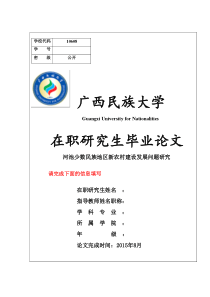 河池少数民族地区新农村建设发展问题研究