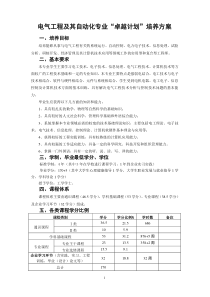 电气工程及其自动化专业“卓越计划”培养方案