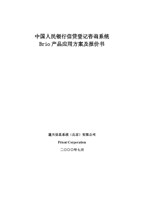 中国人民银行信贷登记咨询系统Brio产品应用方案及报价书(1)