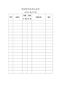 夜间宿舍巡查记录表