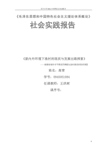 毛泽东思想和中国特色社会主义理论体系暑期社会实践报告