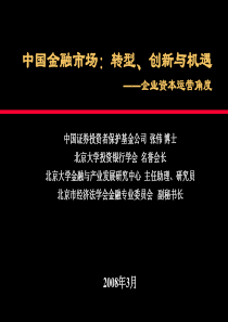 中国金融市场：转型、创新与机遇—企业资本运营角度(1)