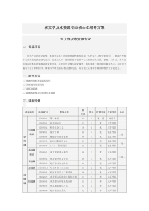 水文学与地下水科学专业硕士生培养方案