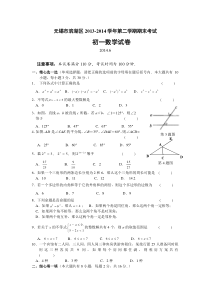 江苏省无锡市滨湖区2013-2014学年第二学期期末考试初一数学试卷