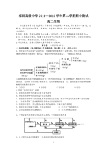 深圳高级中学2011-2012学年高二下学期期中考试(生物)