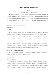 杨宇轩量子力学和物质波关系的一些讨论