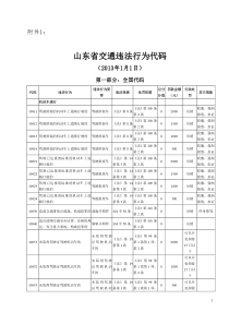 山东省交通违法行为代码