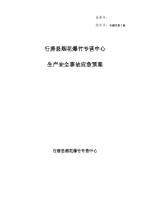 烟花爆竹专营中心安全生产事故应急预案