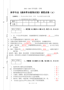 森林草本植物识别试卷(模拟)