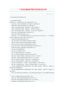 广东省交通违章罚款代码价格及扣分表