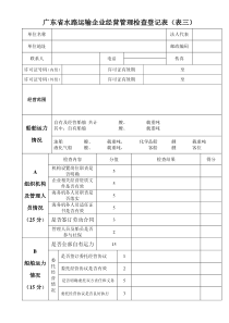 广东省水路运输企业经营管理检查登记表(表三)