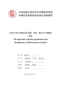 牛血液中SOD的提取分离纯化及鉴定